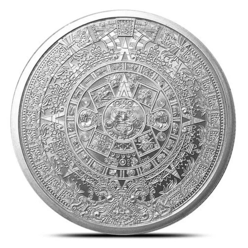 1 Oz .999 Aztec Calendar Stone, Eagle Warrior Emperor Of Tenochtitlan